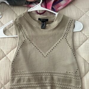 Forever 21 Tan Ribbed Sleeveless Tank Top